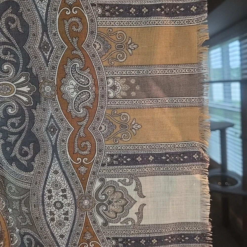 Vintage Christian Dior Paisley Scarf in Mustard, Gray & Cream Tones